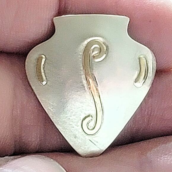 Handmade VTG 14k &  925 Music Note Design Guitar Pick Earrings - Picture 5 of 7